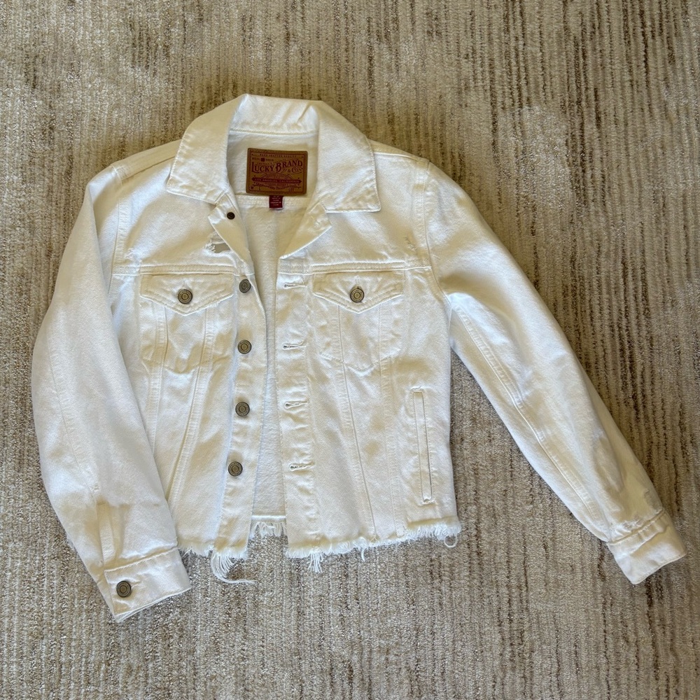 Lucky Brand Tomboy Trucker Jacket - white, size s